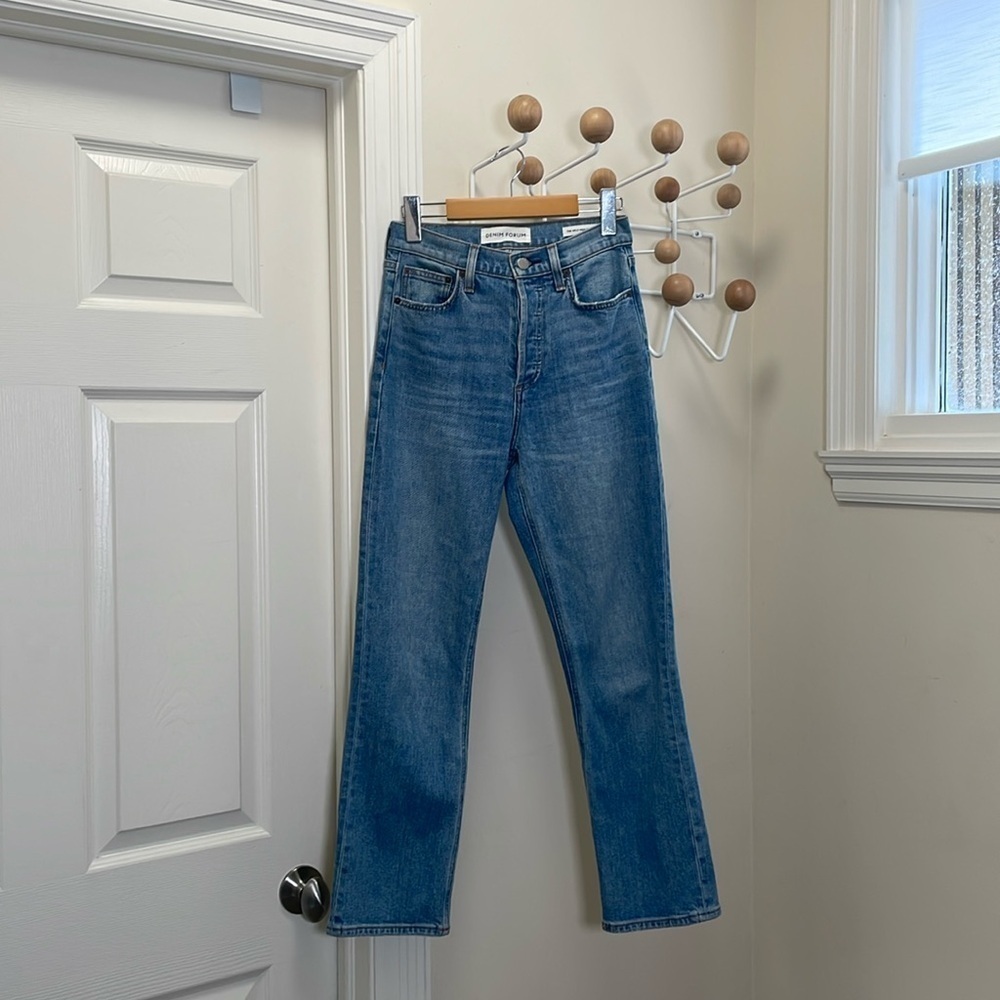 Aritzia - Denim Forum Arlo High Rise Straight Denim Organic Jeans Blue - 25x28L